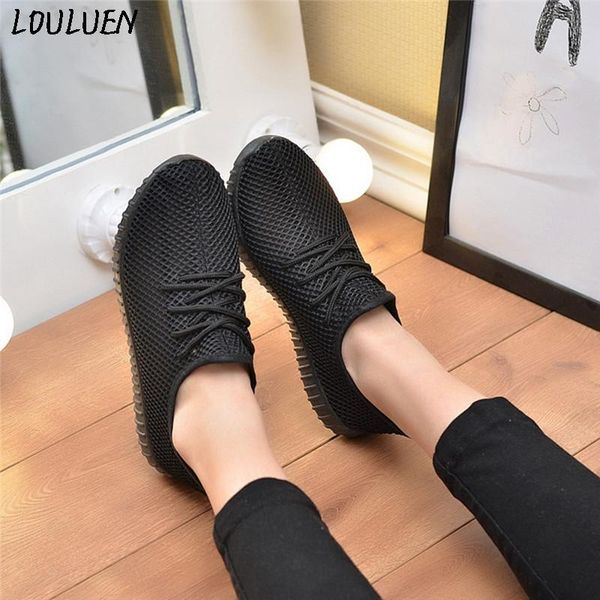 

boots louluen 2021 fashion women's sport walking sneakers running soft shoes ladies casual anti-slip roman laarzen bottes mujer, Black