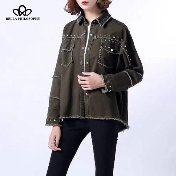 

women's jackets philosophy 2021 spring women casual single breasted jacket long sleeve turn down collar female outwear pocket rivet, Black;brown
