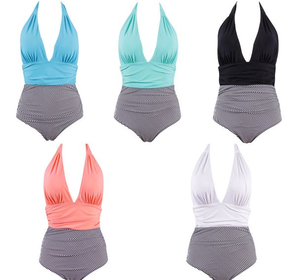 

sexy halter one piece купальник плюс размер купальников женщины высокий талией купальники купальник лоскутная пляжная пляжная одежда бед