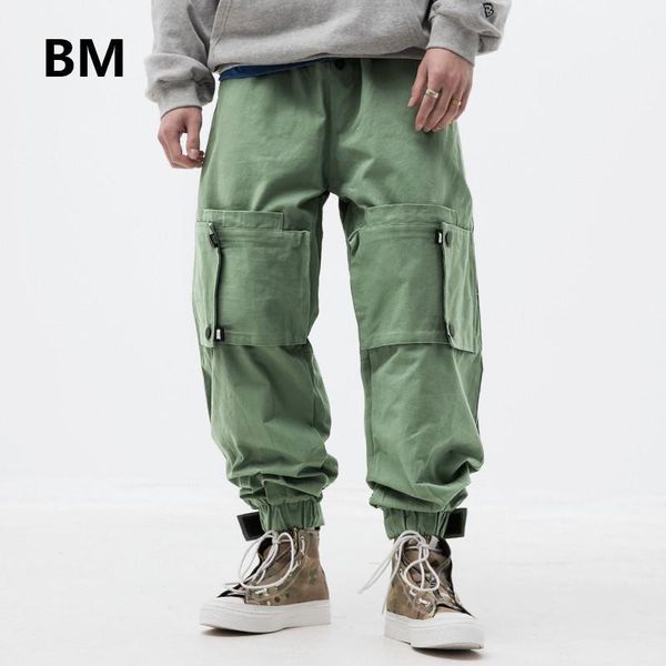 

2020 japanese streetwear men clothing hip hop joggers harajuku fashion cargo pants kpop korean style clothes male1, Black