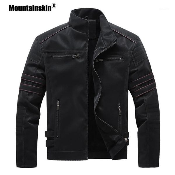 

mountainskin autumn winter men's leather jackets motorcycle pu jacket male biker leather coats mens brand clothing eu size sa8961, Black