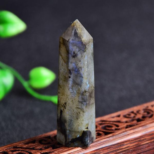 

natural crystal labradorite quartz point healing stone hexagonal prisms 50-80mm obelisk wand treatment stone diy jllbvn, Black