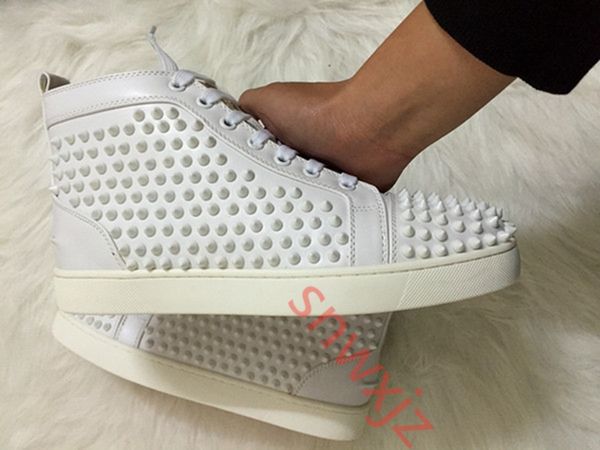 

2020 red bottom кроссовки high tops шипы mens кристалл кроссовки кожаные партии свадебная обувь, Black