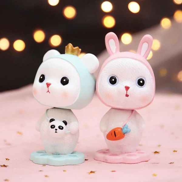 

kawaii figurines lovely cat car ornaments model with hat resin animal craft party cake decor near year gifts