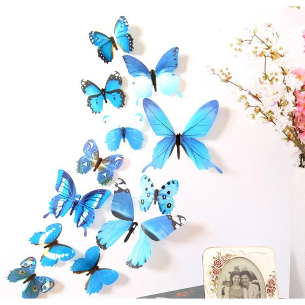 

12 шт. diy симуляторная звезда 3d butterfly art stater sticker home decor гостиная спальня детские комнаты девушки девочки партия партия под