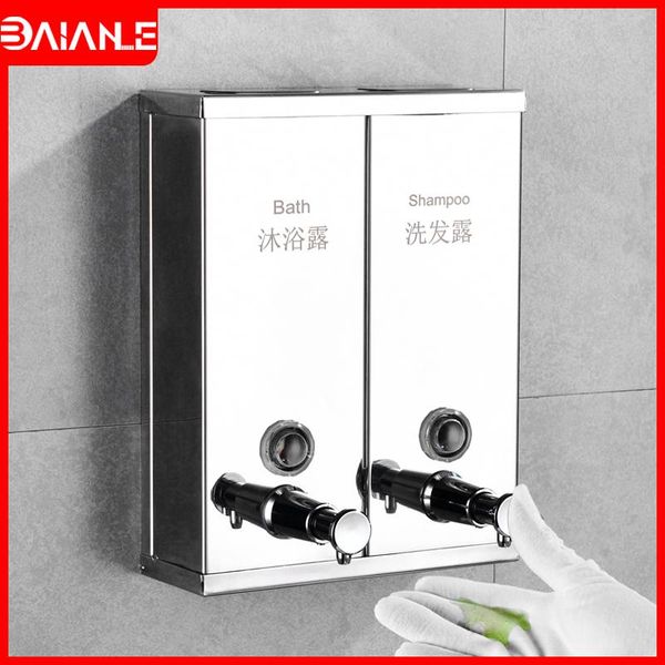 

liquid soap dispenser wall mounted stainless steel bathroom shower gel shampoo bottles double kitchen