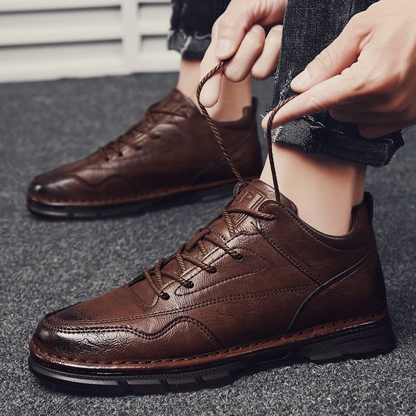 

england luxury leather shoes men formal dress fashion oxfords spring autumn low-cut lace-up non-slip outdoor mens shoes *3068 t200610, Black