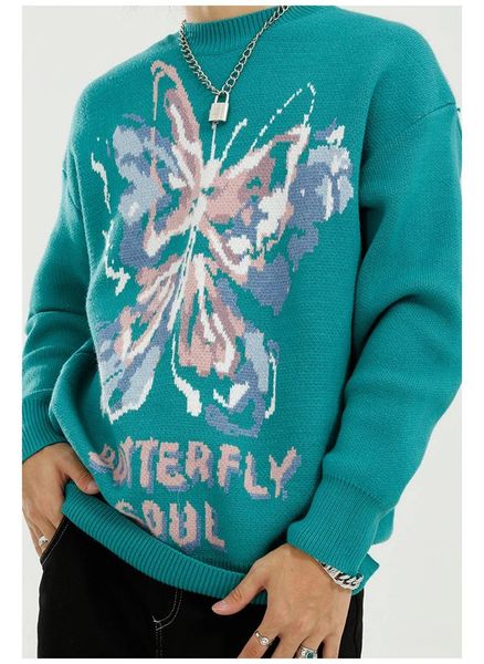 

autumn and winter fashion high street butterfly sweater men's fashion loose and comfortable high-quality sweater men, White;black