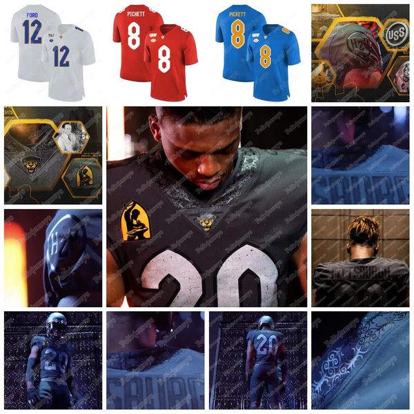

12 paris ford 2020 pittsburgh panthers kenny pickett addison beville kosanovich nick patti joey yellen clouse ncaa college football jersey, Black