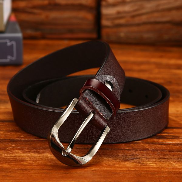 

2021 new women's luxury pin buckle genuine leather designer belt women waist belts be5w, Black;brown