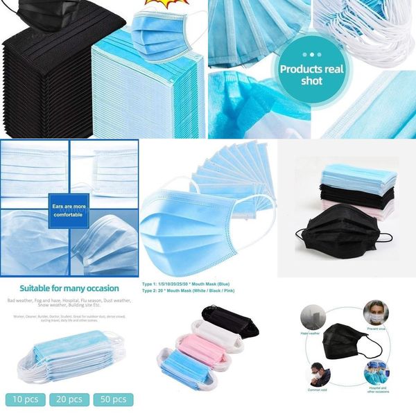

fabric pollution durable earloops disposable mask anti layers woven hjfqx masks anti-dust uleo 3 masks1/20/40/60/100pcs mouth non bivoh