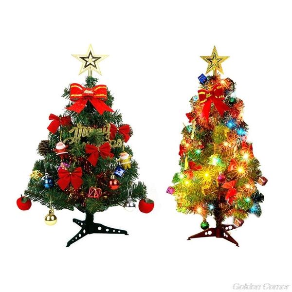 

christmas decorations 45/60cm led artificial mini tree with pinecone santa bow ribbon star ornaments string light n18 20 drop