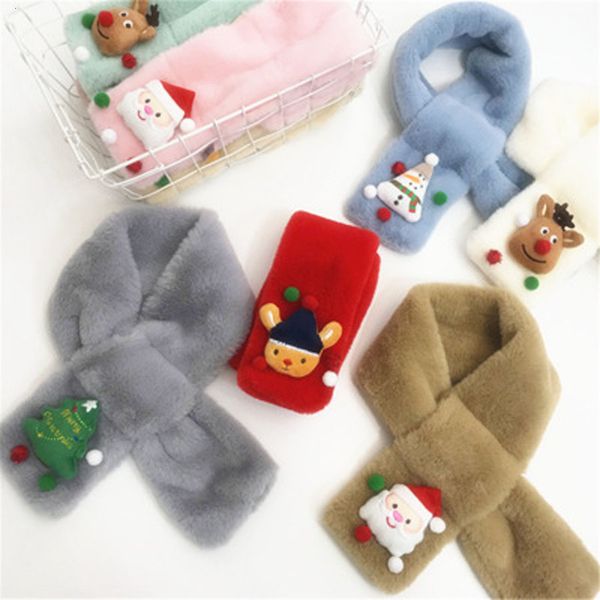 

2021 christmas children's scarf winter cartoon cute imitation rex rabbit plush cold-proof warm scarf kids holiday gifts, Blue;gray