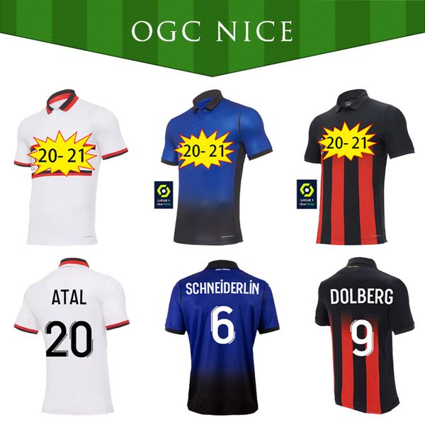 

новые 20 21 ogc хорошие футболки dolberg 2020 2021 atal lees meloou cyprien футбол футболка rony lopes claude maurice приятно джерси, Black;yellow