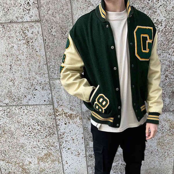 

hip hop varsity jacket mens furry letters embroidery color block college jackets womens harajuku fashion baseball coats new ins, Black;brown