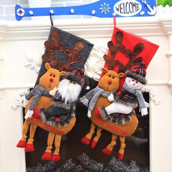 

christmas decorations large size stocking xmas kids gift bag wall pendant elk snowman santa claus tree decor for home1