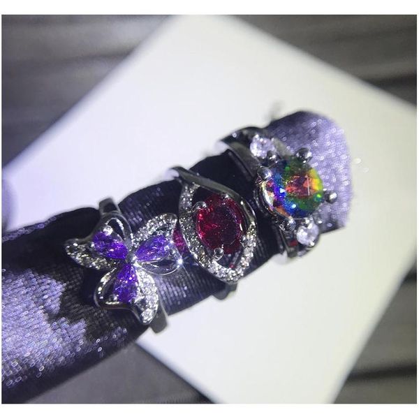 

wholesale rings colorful rhinestone gold-plated good quality fashion silver ring mixed different styles fashion wedd jllbck bdecoat