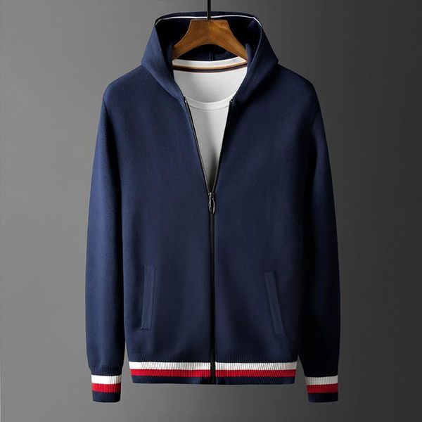 

men's sweaters classic hooded mens sweater luxury computer knitted autumn casual male fashion fit navy zipper man 4xl, White;black