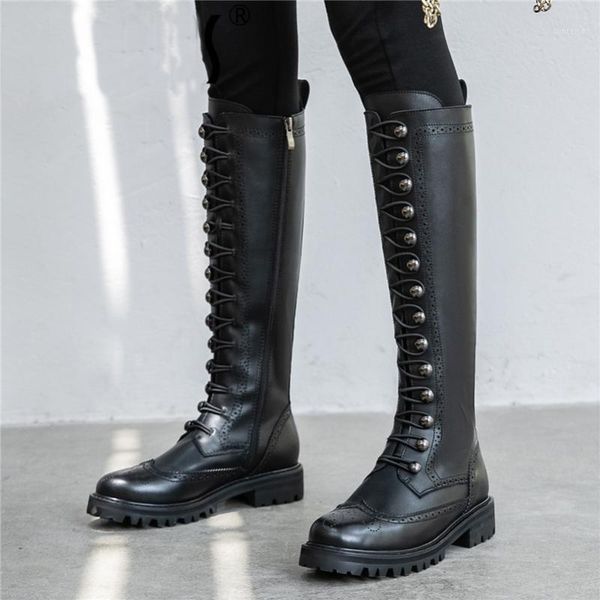 

2020 new winter riding boots women's shoes genuine leather punk night-club high heels motorcycle boots women knee high1, Black