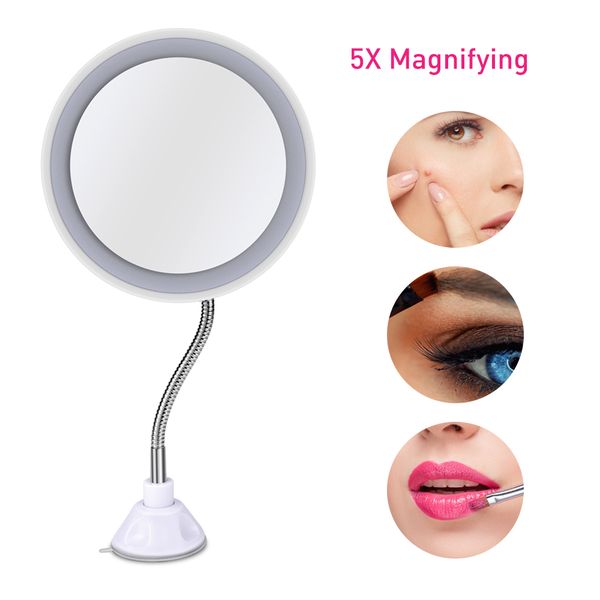 

makeup face care devices vanity mirror flexible 10x magnifying mirror with led light compact osmetic miroir dropshipping mirrors
