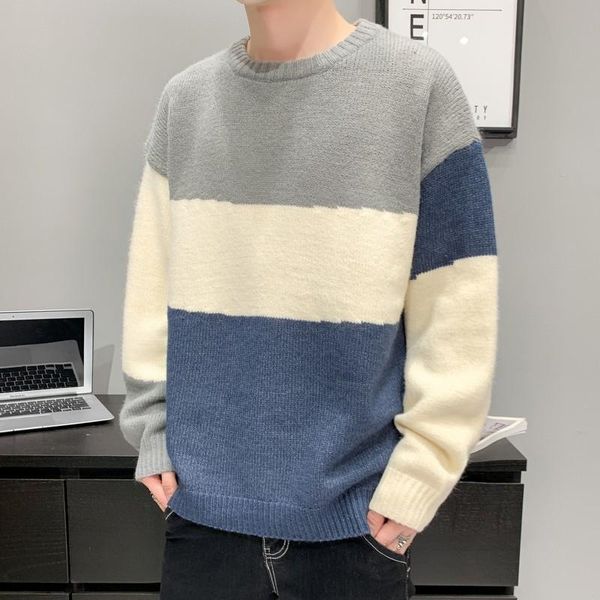 

men's sweaters sweater men fashion personality loose korea type autumn tide male handsome grid unlined upper garment ins wind pullovers, White;black