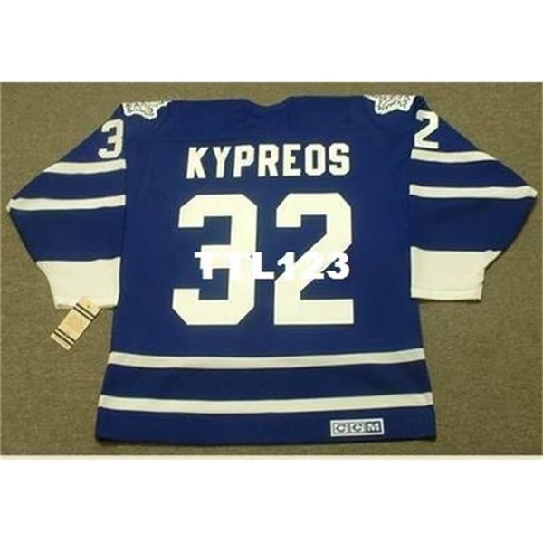 

121s #32 nick kypreos toronto maple leafs 1996 ccm vintage hockey jersey or custom any name or number retro jersey, Black