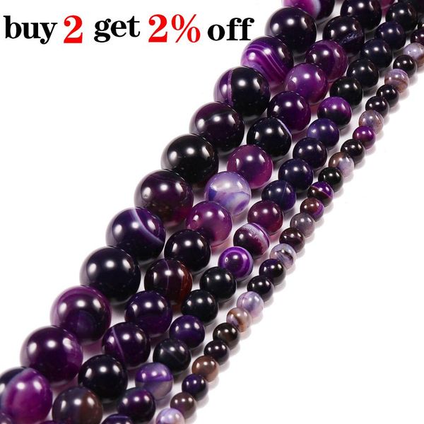 

wholesale natural purple banded agates natural stone round beads for jewelry making diy bracelet necklace 4 6 8 10 12 mm h bbybip
