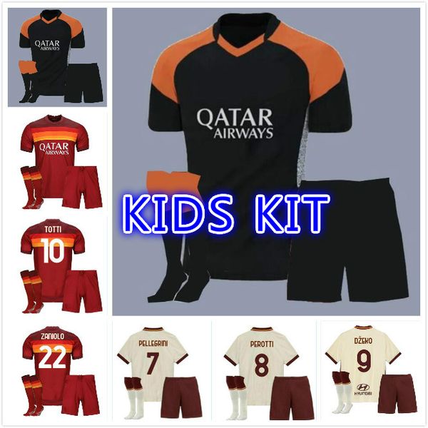 

2020 2021 totti de rossi dzeko kolarov kluivert perotti soccer jerseys 20 21 kolarov kluivert football soccer shirts kids kits, Black