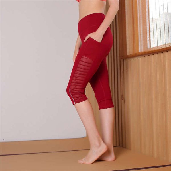 

capris high elastic mobile phone 2020 pocket suit hip lifting yoga pants, Gray