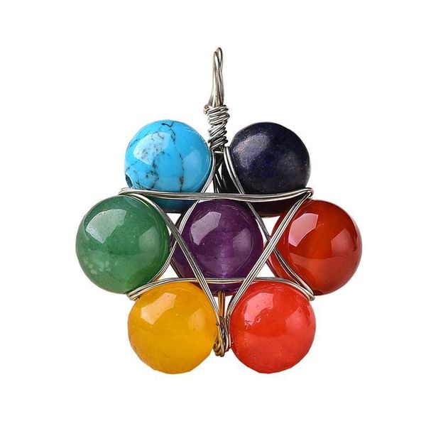 

1pc fashion natural stone pendant colorful amethyst turquoioses agate mineral jewelry chakra energy quartz for men women qylpoe, Black