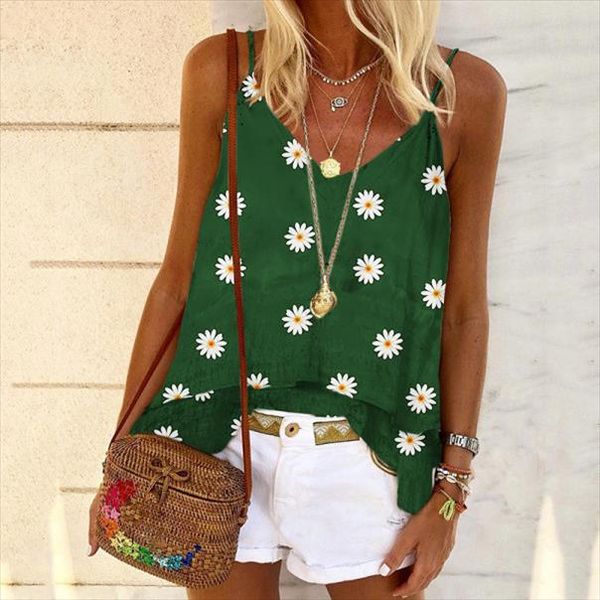 

women summer fashion floral print loose camis casual beach large women t shirt ladies plus size camis 2020 new, White