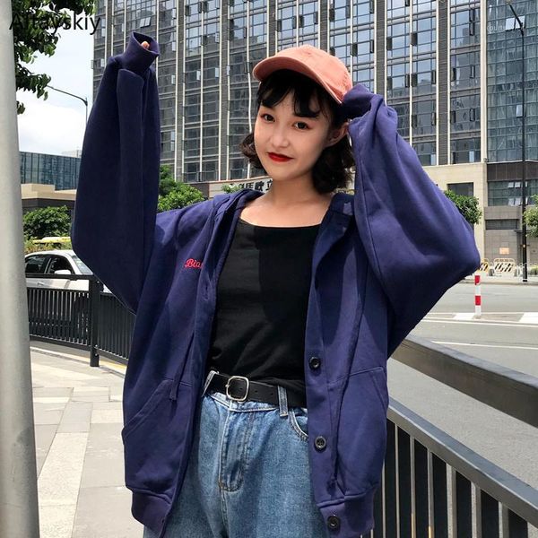 

jackets women single breasted hooded simple all-match korean style leisure daily loose jacket womens trendy ulzzang outerwear1, Black;brown