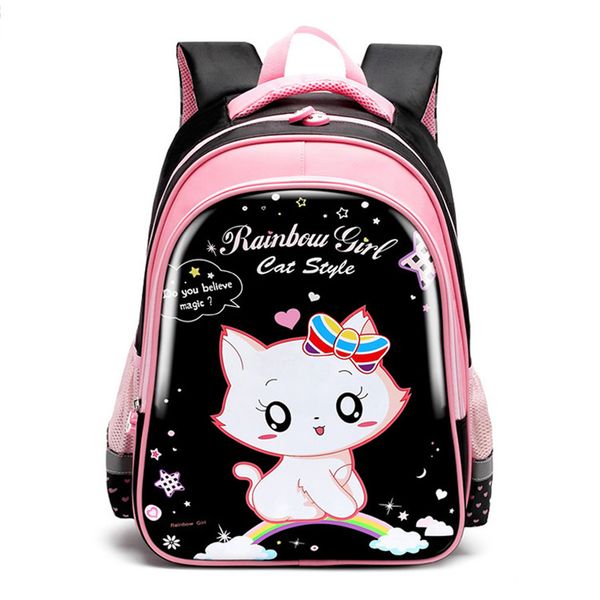 

children backpack school bags set princess cat satchel pencil bag orthopedic pink cat kid backpack girls grade 1-3-6 escolares y200706