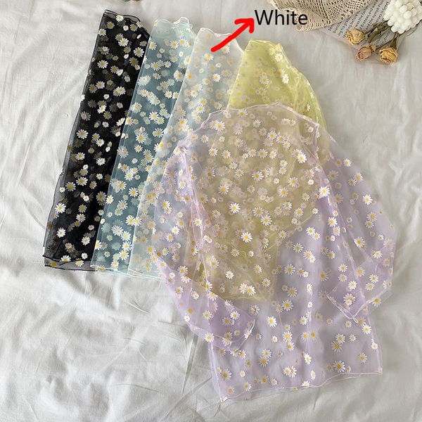 

long-sleeve 2021 new korean-style sweater, fluffy, floral print, sexy, transparent, summer fashion, feminine, round-necked shirts 2rsm, White