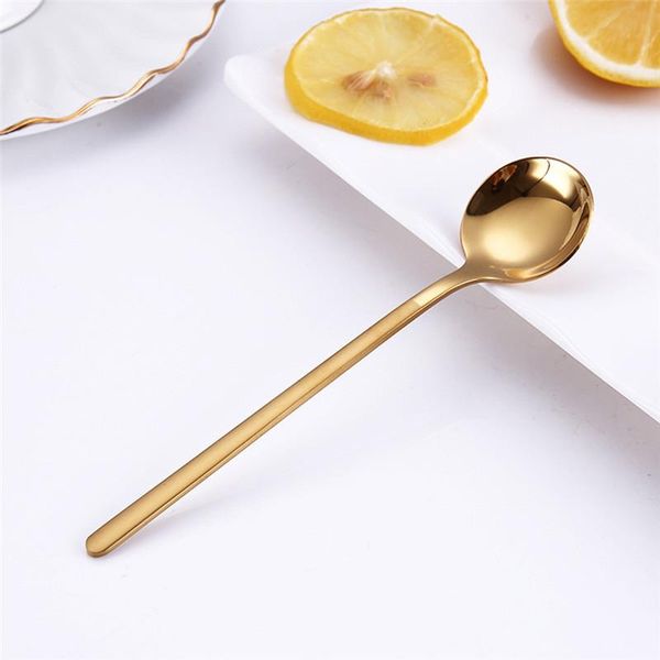 

aihogard 13cm round stainless steel coffee spoon with long handle dessert ice fruit spoon teaspoons kitchen accessories h wmtvcf