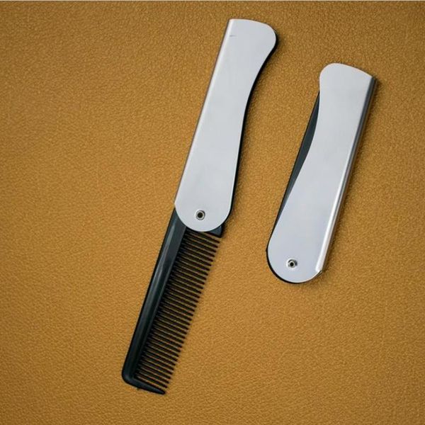 

1 pcs mens womens beauty handmade folding pocket clip hair moustache beard comb curly hair salon hair styling tool bbytos, Silver