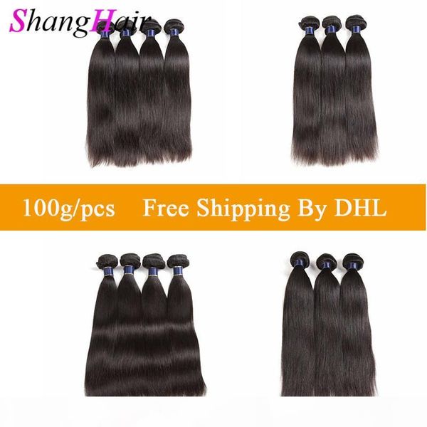 

malaysian brazilian virgin hair extensions 3 4pcs lot straight human hair weaves 8a dhl natural black double weft