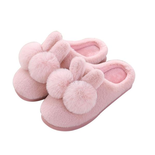 

winter warm home slippers soft plush indoor house cotton shoes waterproof furry non-slip bedroom slides for female y1202, Black