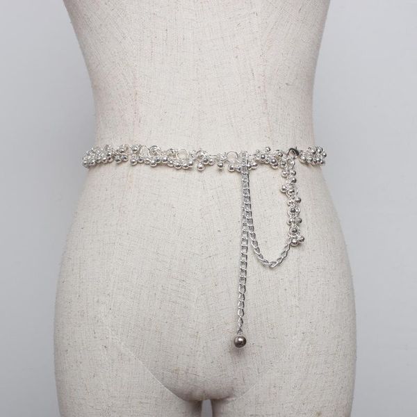 

fashion ladies fine silver tassel metal waist chain belts for dresses fringed alloy women thin belt female long chains, Black;brown