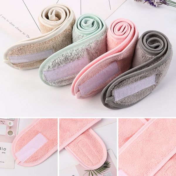

shower caps 1pc adjustable soft facial hairband makeup head band stretch toweling hair wrap women's fashion spa cleaning cloth