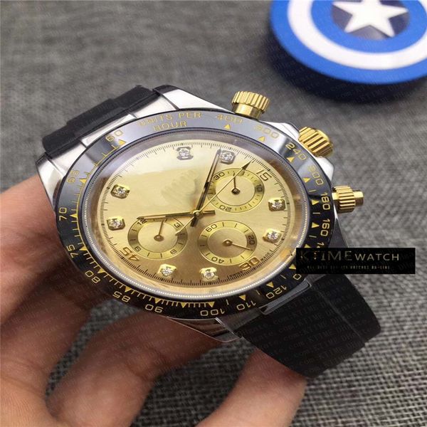 

9 styles 40mm diamond dial ceramic bezel wristwatches no chronograph mens watch rubber strap mechanical automatic movement men watches, Slivery;brown