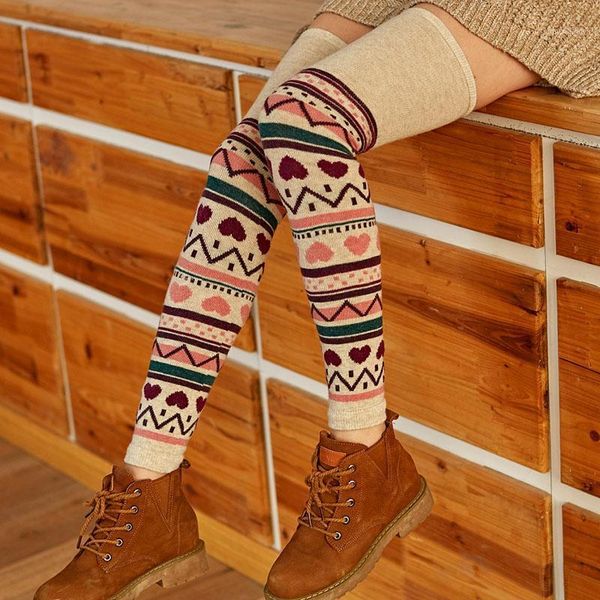 

women fashion over knee winter warm knitted wool long leg socks girls ladies lovely beenwarmers boots cuffs lwb0171, Black;white