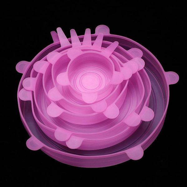 

6 pcs set food silicone cover universal silicone lids for cookware bowl pot lid reusable stretch lids wrap kitchen accessories wmtfcl