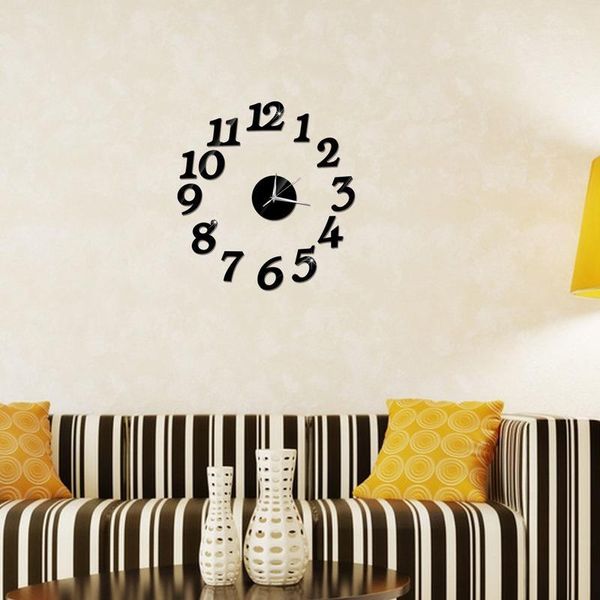 

wall clocks 3d clock diy acrylic mirror sticker modern design scan movement mute quartz horloge home decoration supplies1