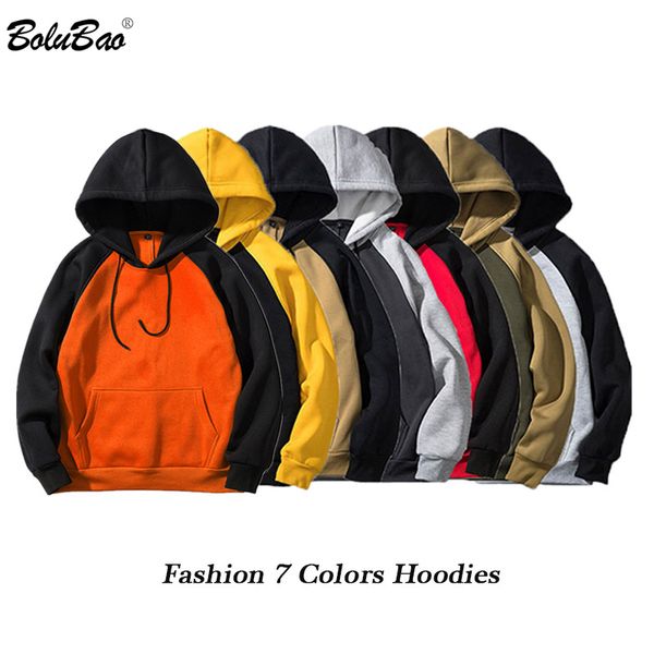 

bolubao fashion brand hoodie men spring autumn male pullover streetwear hoodie sweatshirt men hoodies splice hooded eu size y0111, Black