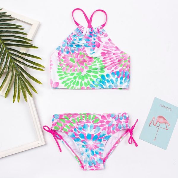 

multi style flower print girls bikinis 2020 summer children bikini set kids biquini infantil girls swimsuit swimwear a2951, White;black