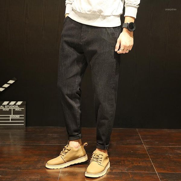 

new men's casual stretch jeans youth trousers loose straight harem pants fashion street style mens jeans large size men's p1, Blue