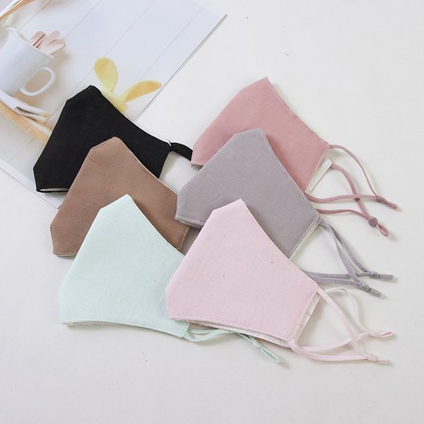 

solid cotton dust proof mask summer sunscreen earloop adjustable washable outdoor travel cloth designer masks ffa4034-3