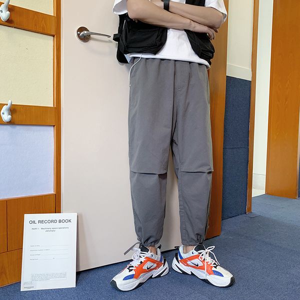 

2020 down sports running sweatpants men's jogging pants thin polyester tracpants gym, Black