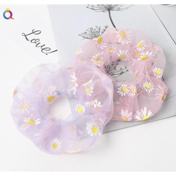 

2020 modis women elastic kawaii mesh hair bands tie gum girls print floral lace scrunchie ponytail transparent t wmtntb footballshoe, Pink